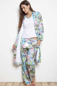 Caribe Flora Cotton Double Face Kimono / Bath Robe